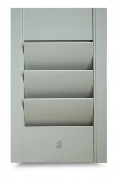 Grey folder with three open pockets for document storage.